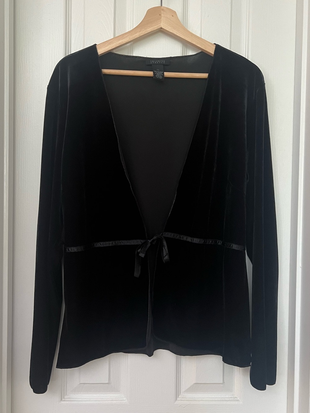 The Limited Velvet Tie Front Open Front Blouse